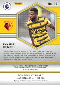 2021-22 Panini Mosaic Premier League #42 Emmanuel Dennis Back