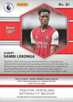 2021-22 Panini Mosaic Premier League #61 Albert Sambi Lokonga Back