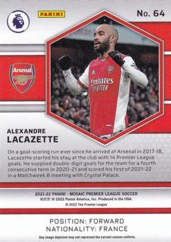 2021-22 Panini Mosaic Premier League #64 Alexandre Lacazette Back