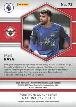 2021-22 Panini Mosaic Premier League #72 David Raya Back