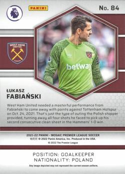 2021-22 Panini Mosaic Premier League #84 Lukasz Fabianski Back