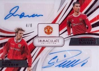 2021 Panini Immaculate Collection - Immaculate Dual Autographs Ruby Premier League #DA-MNU David Beckham / Cristiano Ronaldo Front