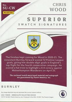 2021 Panini Immaculate Collection - Superior Swatch Signatures Premier League #SU-CW Chris Wood Back