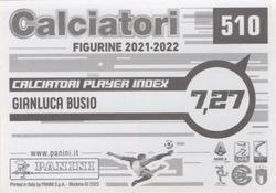 2021-22 Panini Calciatori #510 Gianluca Busio Back