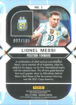 2021-22 Panini Obsidian #1 Lionel Messi Back