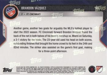 2022 Topps Now MLS #023 Brandon Vázquez Back