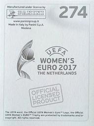 2017 Panini UEFA Women's EURO 2017 The Netherlands Stickers #274 Ellen White Back