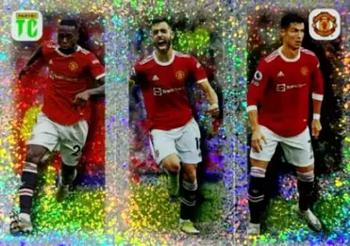 2021-22 Panini Top Class Stickers #96 Aaron Wan-Bissaka / Bruno Fernandes / Cristiano Ronaldo Front