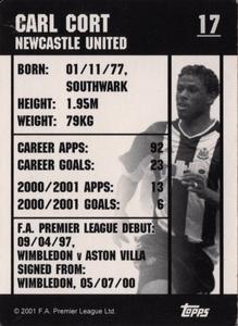 2001 Topps F.A. Premier League Mini Cards (Topps Bubble Gum) #17 Carl Cort Back