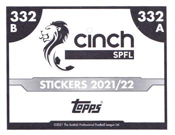 2021-22 Topps SPFL Stickers #332 Blair Alston / Oli Shaw Back