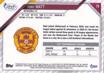 2021-22 Topps Chrome SPFL #78 Tony Watt Back