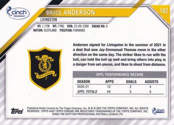 2021-22 Topps Chrome SPFL #102 Bruce Anderson Back