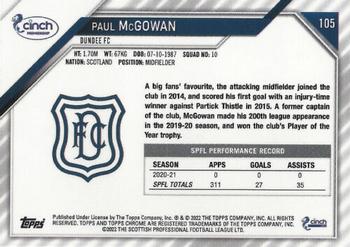 2021-22 Topps Chrome SPFL #105 Paul McGowan Back