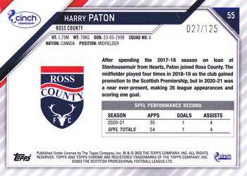 2021-22 Topps Chrome SPFL - Blue Tartan #55 Harry Paton Back