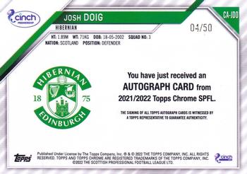 2021-22 Topps Chrome SPFL - Autographs Gold #CA-JDO Josh Doig Back