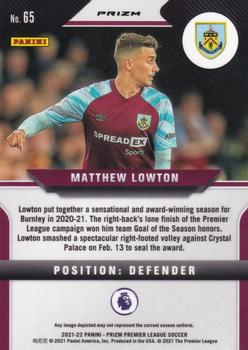2021-22 Panini Prizm Premier League - Prizms Pink Ice #65 Matthew Lowton Back