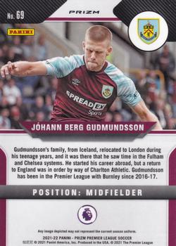2021-22 Panini Prizm Premier League - Prizms Pink Ice #69 Johann Berg Gudmundsson Back