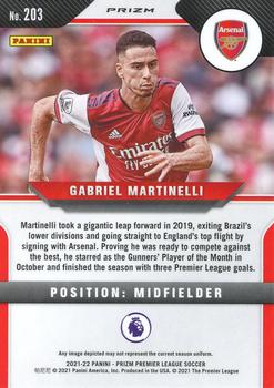 2021-22 Panini Prizm Premier League - Prizms Silver #203 Gabriel Martinelli Back