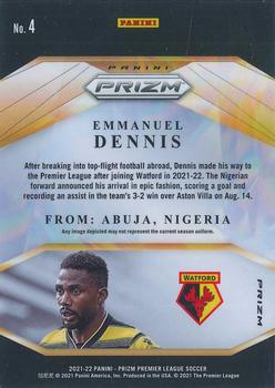 2021-22 Panini Prizm Premier League - Brilliance Prizms Silver #4 Emmanuel Dennis Back