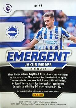 2021-22 Panini Prizm Premier League - Emergent #23 Jakub Moder Back