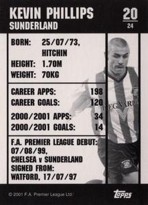 2001 Topps F.A. Premier League Mini Cards (Nestle Cereal) #20 Kevin Phillips Back