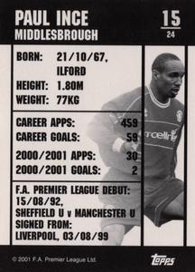 2001 Topps F.A. Premier League Mini Cards (Nestle Cereal) - Silver foil #15 Paul Ince Back