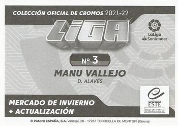 2021-22 Panini LaLiga Santander Este Stickers - Mercado de Invierno #3 Manu Vallejo Back