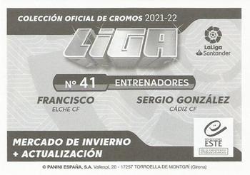 2021-22 Panini LaLiga Santander Este Stickers - Mercado de Invierno #41 Francisco / Sergio Gonzalez Back