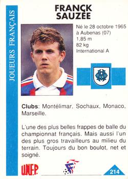 1992-93 Panini U.N.F.P. Football #214 Franck Sauzee Back