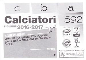 2016-17 Panini Calciatori Stickers #592 Marco Perrotta / Stephane Omeonga / Fabrizio Paghera Back