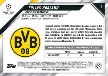 2021-22 Topps UEFA Champions League 1st Edition #1 Erling Haaland Back