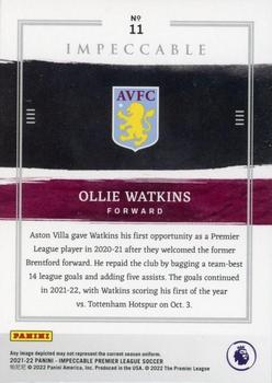 2021-22 Panini Impeccable Premier League #11 Ollie Watkins Back