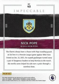 2021-22 Panini Impeccable Premier League #40 Nick Pope Back