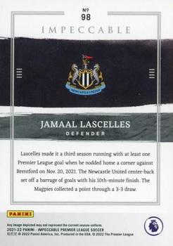 2021-22 Panini Impeccable Premier League #98 Jamaal Lascelles Back