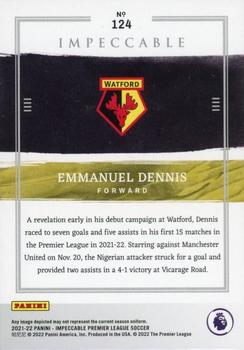 2021-22 Panini Impeccable Premier League #124 Emmanuel Dennis Back