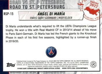 2021-22 Topps UEFA Champions League - Road to St Petersburg #RSP-15 Ángel Di María Back
