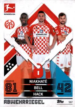 2021-22 Topps Match Attax Bundesliga Extra #567 Niakhate / Bell / Hack Front
