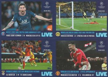 2021-22 Topps UEFA Champions League Sticker Collection - Live Pack 1 #L5-L8 Lionel Messi / Donyell Malen / Darwin Nunez / Cristiano Ronaldo Front