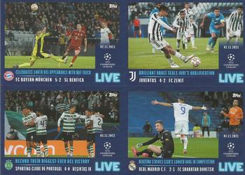 2021-22 Topps UEFA Champions League Sticker Collection - Live Pack 1 #L13-L16 Robert Lewandowski / Paulo Dybala / Sporting Clube de Portugal / Karim Benzema Front