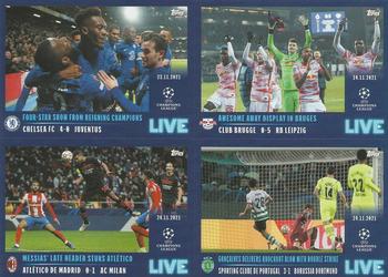 2021-22 Topps UEFA Champions League Sticker Collection - Live Pack 1 #L17-L20 Chelsea FC / RB Leipzig / Junior Messias / Pedro Gonçalves Front