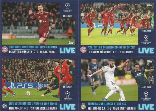 2021-22 Topps UEFA Champions League Sticker Collection - Live Pack 3 #L57-L60 Robert Lewandowski / FC Bayern Munchen / Lautaro Martinez / Karim Benzema Front