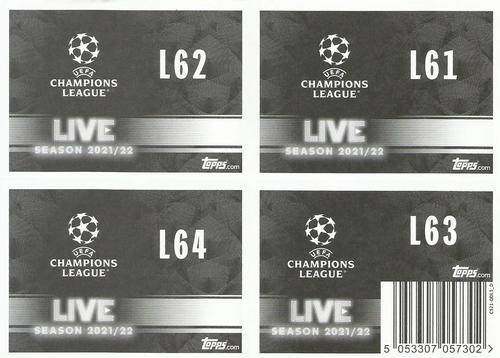 2021-22 Topps UEFA Champions League Sticker Collection - Live Pack 3 #L61-L64 Renan Lodi / Darwin Nunez / Gerard Moreno / Villarreal CF Back