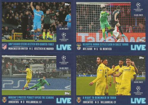 2021-22 Topps UEFA Champions League Sticker Collection - Live Pack 3 #L61-L64 Renan Lodi / Darwin Nunez / Gerard Moreno / Villarreal CF Front