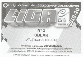 2019-20 Panini LaLiga Santander Este Stickers - Atletico de Madrid #1 Jan Oblak Back