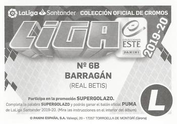 2019-20 Panini LaLiga Santander Este Stickers - Real Betis #6B Antonio Barragan Back