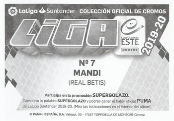 2019-20 Panini LaLiga Santander Este Stickers - Real Betis #7 Aissa Mandi Back