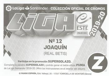 2019-20 Panini LaLiga Santander Este Stickers - Real Betis #12 Joaquín Back