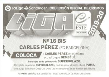 2019-20 Panini LaLiga Santander Este Stickers - FC Barcelona #16 BIS Carles Perez Back