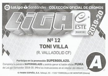 2019-20 Panini LaLiga Santander Este Stickers - R. Valladolid CF #12 Toni Villa Back