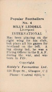 1948 Kiddys Favourites Popular Footballers #4 Billy Liddell Back
